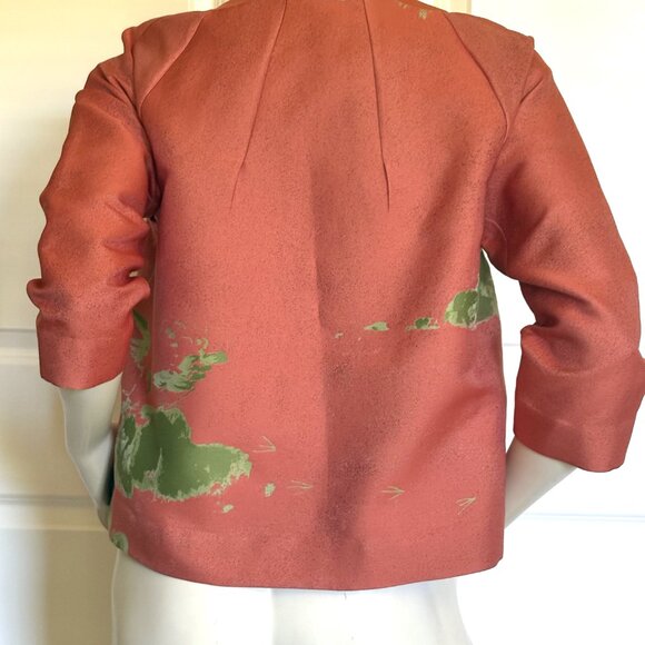 NEW SHIATZY CHEN SILK BLEND CORAL GREEN JACKET SIZE: 8 - Picture 3 of 6